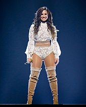 Lovato performing at the AT&T Center in San Antonio on September 10, 2016. Demi Lovato Future Now Tour 2.jpg