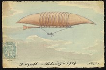 An artist's impression, believed to be of the 1904 Lebaudy airship.