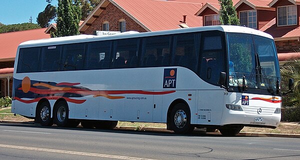 Australian Pacific Touring liveried Coach Design bodied Mercedes Benz O500RF-3 in Wagga Wagga in December 2009