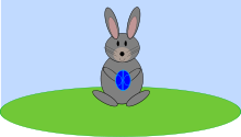 Ein Hase mit blauem Ei.svg