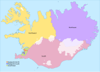 The constituencies of Iceland. Electoral districts of Iceland.svg