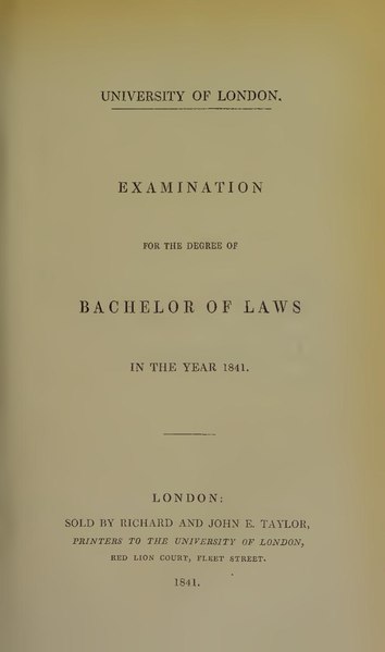 চিত্র:Examination for the degree of Bachelor of Laws in the year 1841 (IA b21730027).pdf