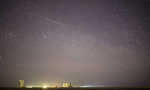 Rollout (↑photo↑) of Soyuz TMA-19M with a meteor of Geminids on Dec. 13, 2015 in Kazakhstan, two days before Expedition 46 launch on December 15 up to ISS.