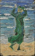 Woman in the Wind by the Sea