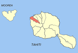 Localização da comuna de Faa'a (a vermelho) nas ilhas de Barlavento.