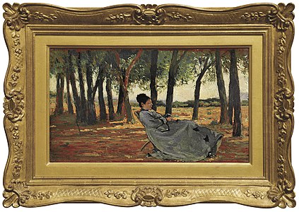 142 Miss Martelli seated in a landscape label QS:Len,"Miss Martelli seated in a landscape" 1866