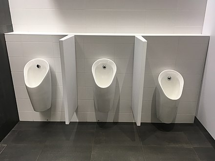 Male urinals with partitions