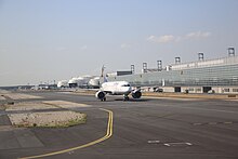 Frankfurt Airport. Taxiway A, back of Terminal 1A (44810308872).jpg