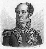 Print of bald man in French general's uniform