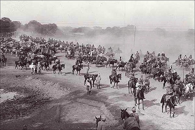 A scene from the Ambala cantonment in British India.