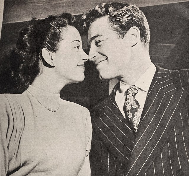 Gail Russell (left), future wife of Guy Madison (right) April 1946