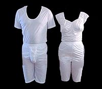 The temple garment underwear Mormons wear daily after receiving them during their initiatory ceremony Garment.jpg