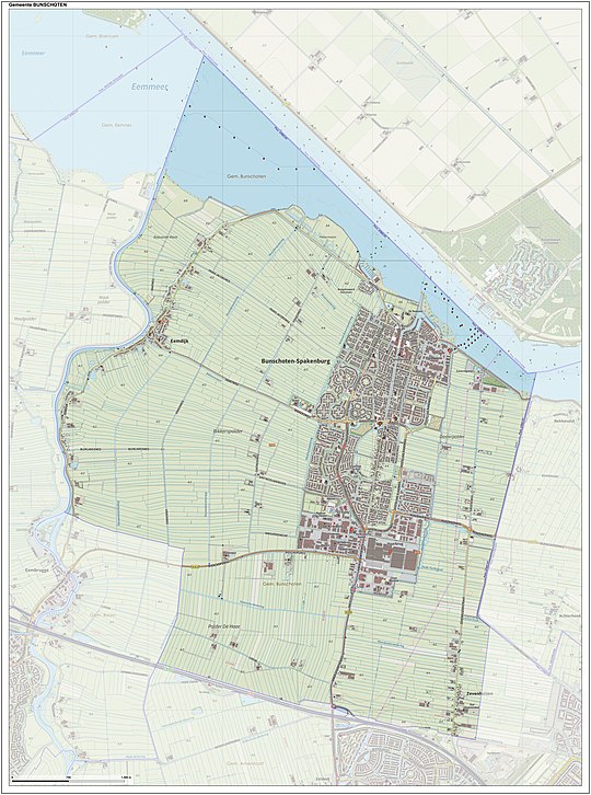 Dutch Topographic map of the municipality of Bunschoten, June 2015.