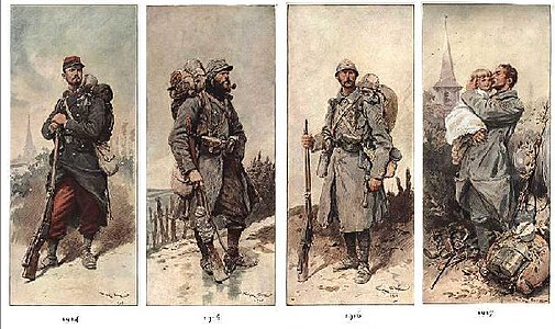 L'évolution du poilu de la Première Guerre mondiale.
