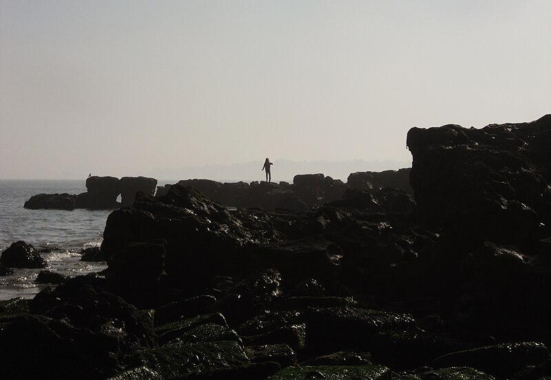 File:Girl standing on rock, Seaview, Isle of Wight, England.jpg