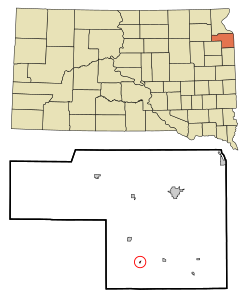 Grant County South Dakota Incorporated and Unincorporated areas Strandburg Highlighted.svg