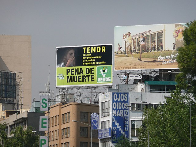 A Green Party billboard promoting the restoration of the death penalty