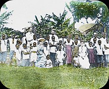 Congolese converts to Protestantism with white missionaries at the Congo-Balolo Mission, c.1889 Group with John McKittrick, Congo, ca. 1889-1891 (IMP-CSCNWW33-OS12-25).jpg