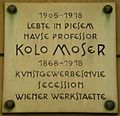 Gedenktafel für Kolo Moser (Landstraßer Hauptstraße 130)