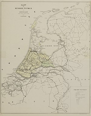 300px hua 29133 kaart van nederland met aanduiding van de plaatsen waar tussen 10 augustus 1865 en 1 april 1866 rundertyfus is geconstateerd