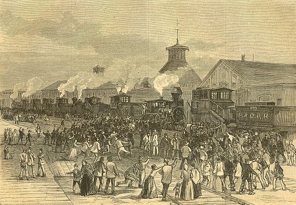 Blockade of engines at Martinsburg, West Virginia, 16 July 1877