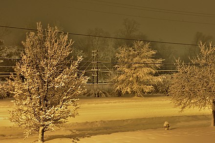 A late night heavy blizzard in Ontario, Canada.