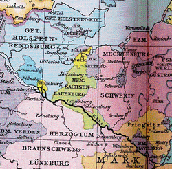 Гольштейн-Рендсбург и прилегающие территории около 1400 г.
