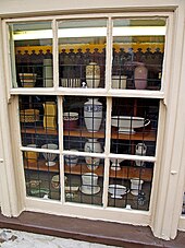 Hornsea Pottery in a window at Hornsea Museum. Hornsea Museum - Pottery Window by David Wright.jpg