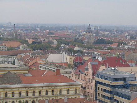 Szeged cityscape seen from atop the cathedral