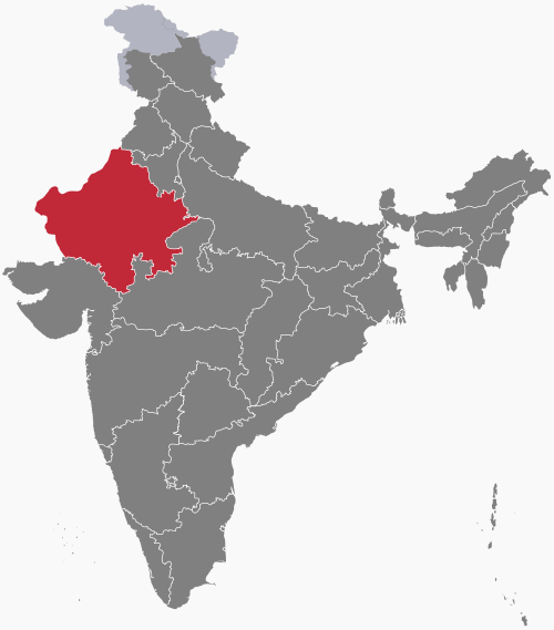 Location of Rajasthan in India