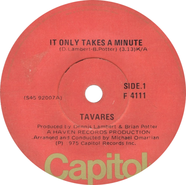 File:It only takes a minute by Tavares New Zealand single side-A.tif