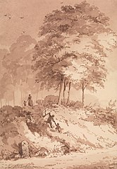 Family Walking in a Wood: Child Being Helped to Clamber up a Bank