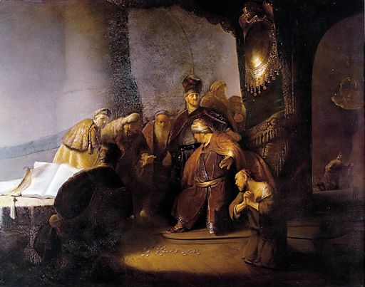 Judas Returning the Thirty Silver Pieces - Rembrandt