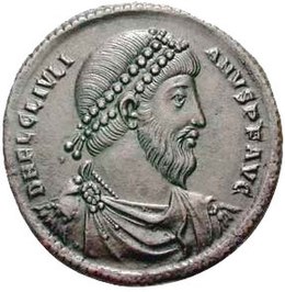 Julianova podoba na bronastem kovancu iz Antiohije, kovanem leta 360-363