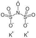 Deutsch: Struktur von Kaliumnitrosodisulfonat (Fremys Salz) English: Structure of potassium nitrosodisulfonate (Fremy's salt)