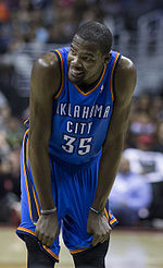 Kevin Durant was selected 2nd overall by the Seattle SuperSonics and is considered to be one of the greatest scorers of all time, winning the 2014 MVP and winning back-to-back NBA Finals MVPs in 2017 and 2018. Kevin durant 2014.jpg