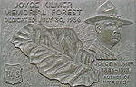 Plaque erected at the Joyce Kilmer Memorial Forest in Graham County, North Carolina