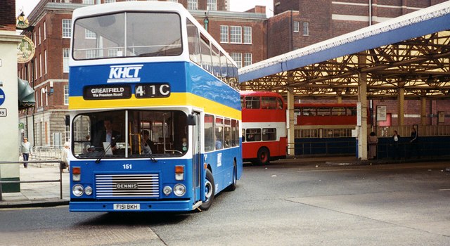 East Lancs E Type bodied Dennis Dominator in Hull bus station in May 1995