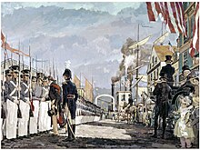 Lafayette and the Naming of the National Guard, New York City, 14 July 1825. National Guard Heritage Series painting by Ken Riley. Lafayette and the Naming of the National Guard.jpg