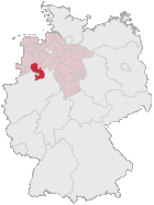 situo de la distrikto Osnabrück en Germanio