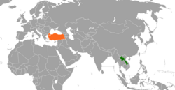 Laos ve Türkiye'nin yerlerini gösteren harita