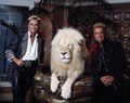 Thumbnail for File:Las Vegas superstar illusionists Siegfried (right) and Roy (and a large feline friend) at their MIrage Hotel apartment, prior to Roy's nearly fatal encounter with a white tiger on stage during one of LCCN2011634009.tif