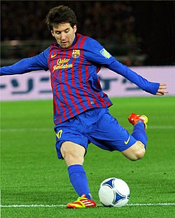 Lionel Messi, Player of FC Barcelona team.JPG