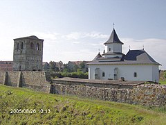 The Church of Saint Auxentius and the Bell tower Manastirea Zamca1.jpg