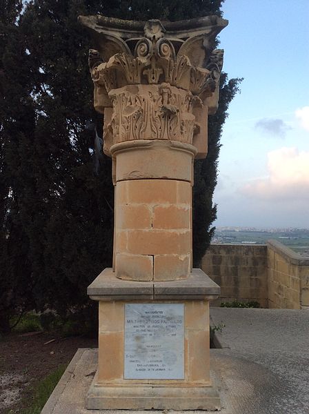 Monument at the MCAST campus in Mosta, Malta, which was inaugurated in 1999 during his ministry of foreign affairs