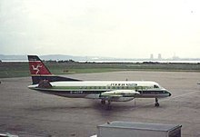 Saab 340A "SkyHopper" at Liverpool on the Heathrow service in 1988 Manx Airlines Saab SF340A at Liverpool.jpg