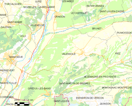 Mapa obce Valensole