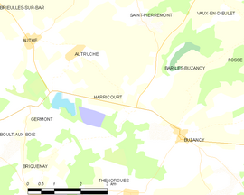 Mapa obce Harricourt