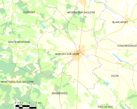 Mapa obce Aubigny-sur-Nère