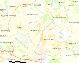 Mapa obce Sauvagnon